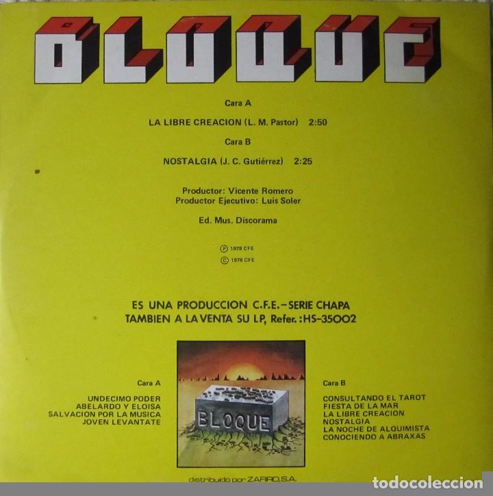 Discos de vinilo: BLOQUE: LA LIBRE CREACI&Oacute;N / NOSTALGIA (MAXI) - Foto 2