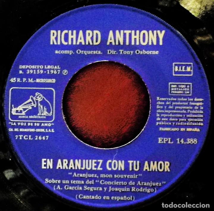 Discos de vinilo: Richard Anthony - En Aranjuez con tu amor y 2 temas mas - Foto 3