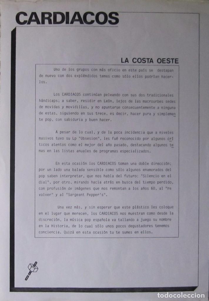Discos de vinilo: CARDIACOS: LA COSTA OESTE / SILENCIO EN EL DIAL - Foto 3