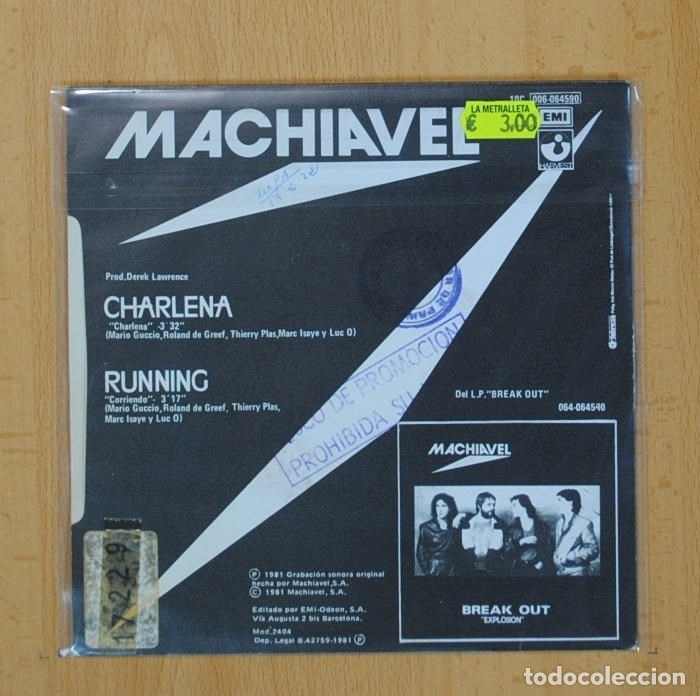 Discos de vinilo: MACHIAVEL - CHARLENA / RUNNING - SINGLE - Foto 2
