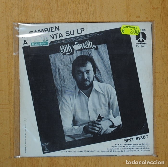 Discos de vinilo: BILLY SWAN - NUMERO UNO - SINGLE - Foto 2