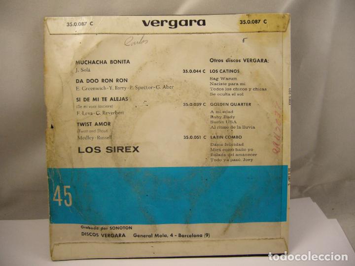 Discos de vinilo: DISCO SINGLE LOS SIREX MUCHACHA BONITA - Foto 2