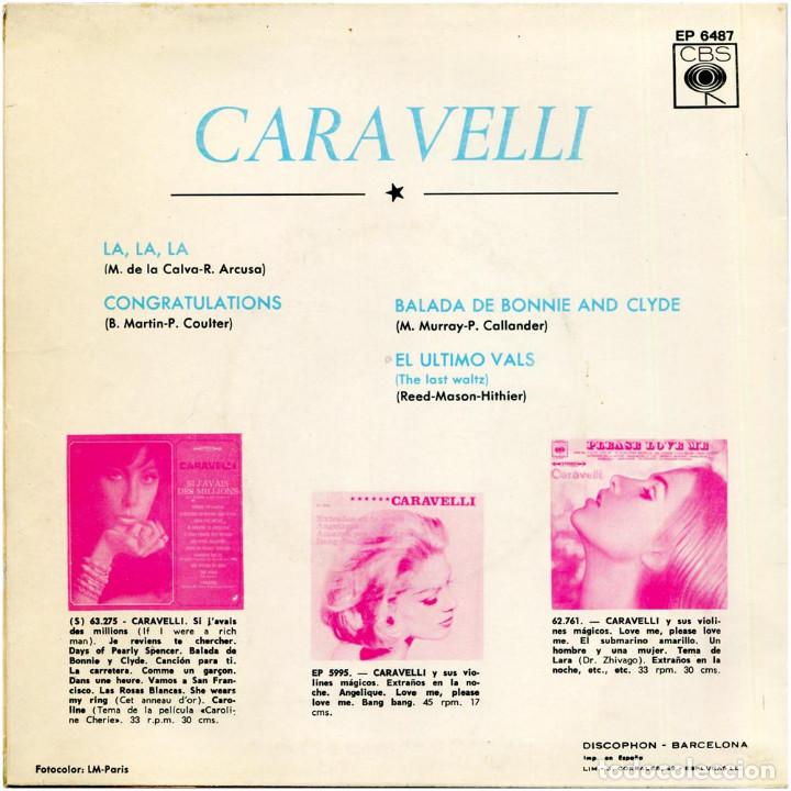 Discos de vinilo: Caravelli &ndash; La, La, La - Ep Spain 1968 - CBS EP 6487 - Foto 2