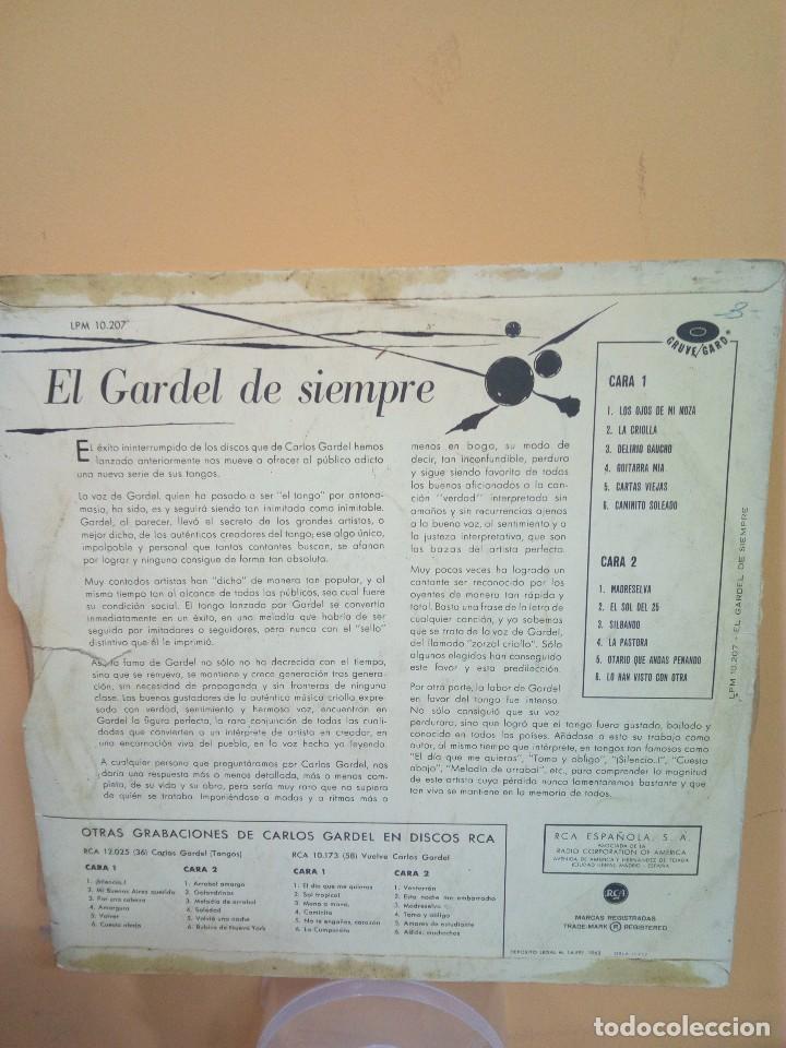 Discos de vinilo: EL GARDEL DE SIEMPRE  LP A&Ntilde;O 1962. - Foto 2