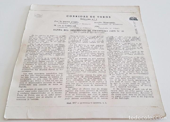 Discos de vinilo: VINILO MAXI SINGLE , PASODOBLES , CORRIDAS DE TOROS , BULL FIGHTING - Foto 2
