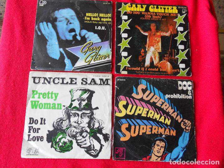 Discos de vinilo: LOTE 4 SINGLES (2 DE GARY GLITTER / UNCLE SAM / DOC & PROHIBITION) - Foto 1