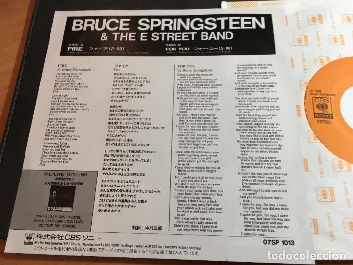 Discos de vinilo: BRUCE SPRINGSTEEN ( FIRE / FOR YOU) SINGLE JAPAN (EPI9) - Foto 3
