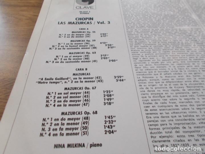 Discos de vinilo: CHOPIN. LAS MAZURCAS. VOL. 3 - Foto 2