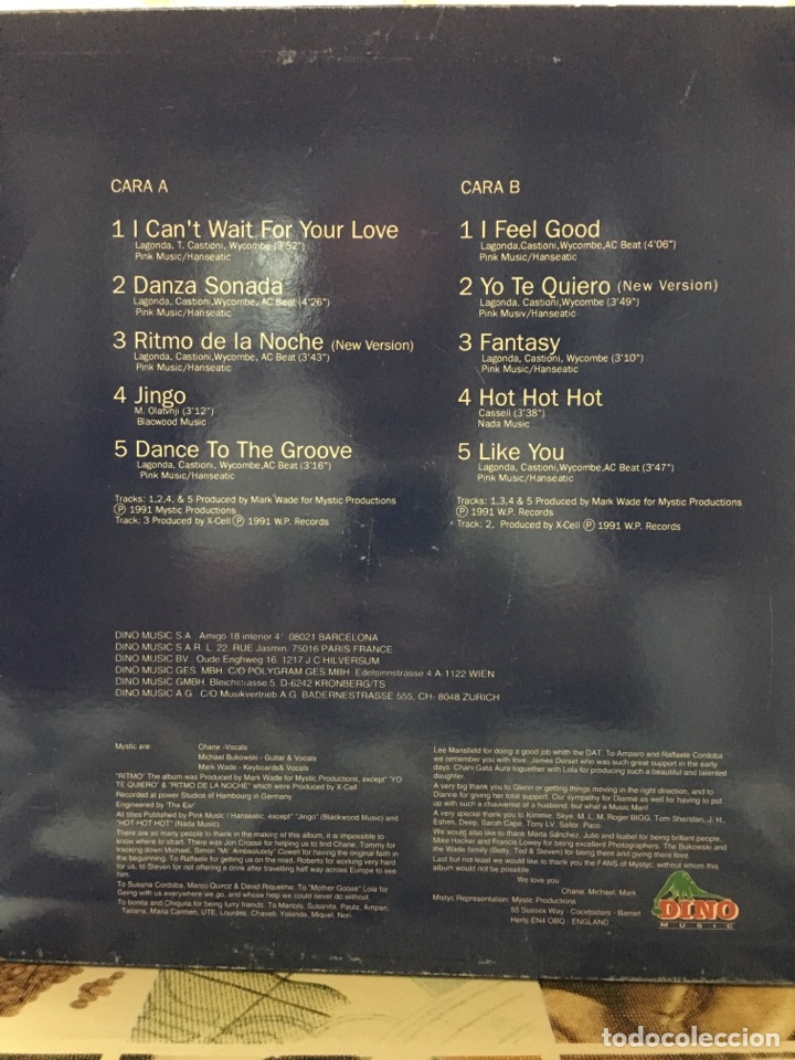 Discos de vinilo: MYSTIC-RITMO DE LA NOCHE NEW VERSION-1991 - Foto 2