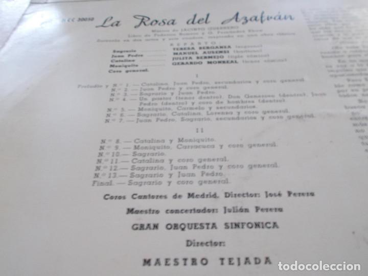 Discos de vinilo: LA ROSA DEL AZAFRAN. MAESTRO TEJADA. - Foto 2