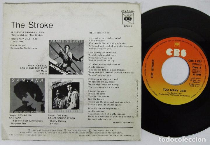 Discos de vinilo: THE STROKE - PEQUE&Ntilde;OS ERRORES - SINGLE - CBS 1981 SPAIN - Foto 2
