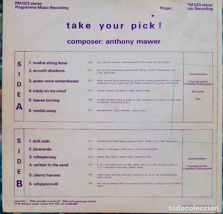 Discos de vinilo: ANTHONY MAWER, TAKE YOUR PICK. PROGRAMME MUSIC. LP LIBRER&Iacute;A, UK - Foto 2