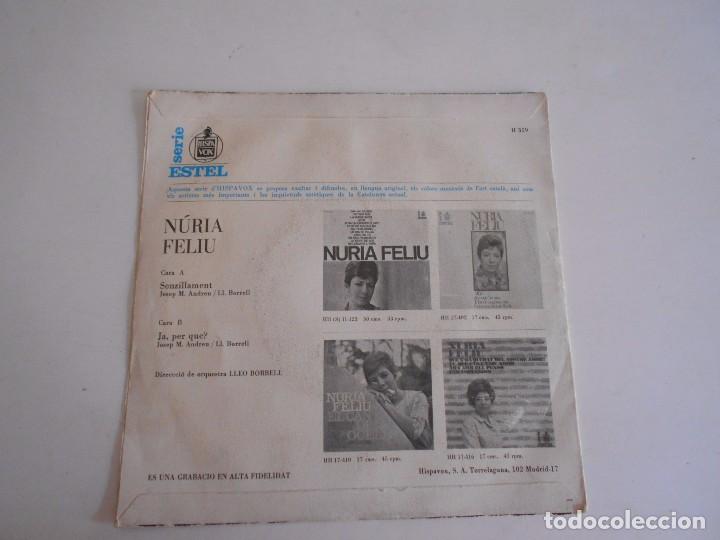 Discos de vinilo: NURIA FELIU-SINGLE SENZILLAMENT - Foto 2