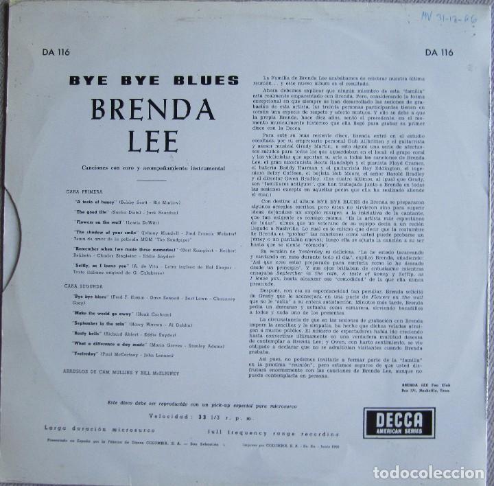 Discos de vinilo: BRENDA LEE: BYE BYE BLUES - Foto 2