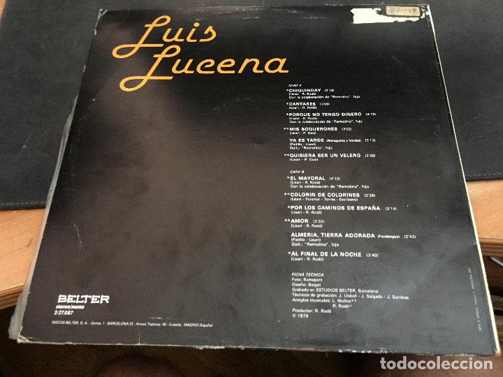 Discos de vinilo: LUIS LUCENA LP ESPA&Ntilde;A 1979 (B-31) - Foto 2