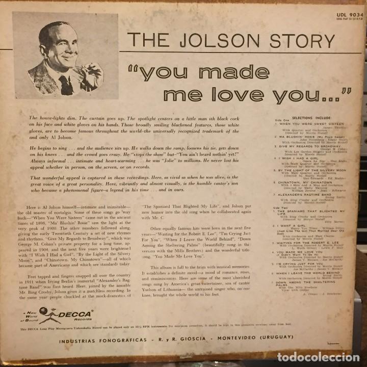 Discos de vinilo: LP uruguayo de Al Jolson a&ntilde;o 1957 - Foto 2