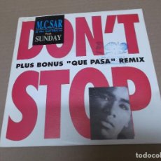 Disques de vinyle: M.C. SAR & THE REAL MCCOY FEAT SUNDAY (SN) DON’T STOP AÑO 1990 - PROMOCIONAL. Lote 94328066