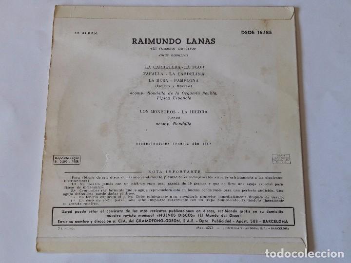 Discos de vinilo: RAIMUNDO LANAS - JOTAS NAVARRAS - 1958 - EP - Foto 2