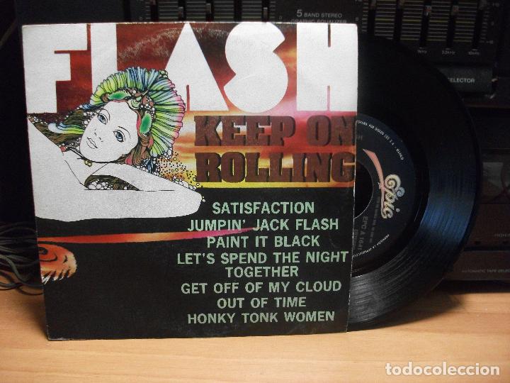 Discos de vinilo: FLASH - ROLLING STONES COVER  KEEP ON ROLLING  SINGLE SPAIN 1981 PDELUXE - Foto 1