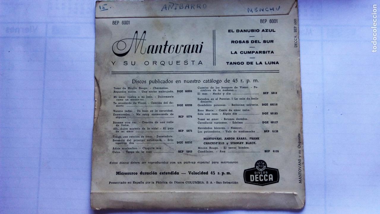 Discos de vinilo: MANTOVANI - EL DANUBIO AZUL - Foto 2