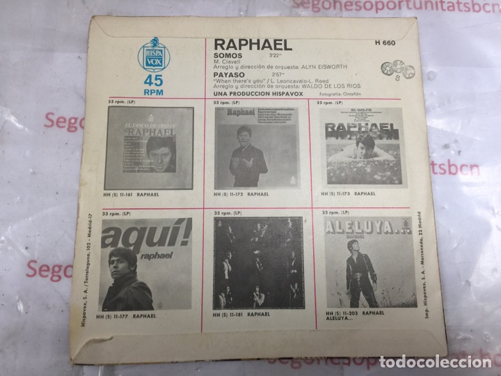 Discos de vinilo: Raphael -Somos - Payaso  de HispaVox - Foto 2