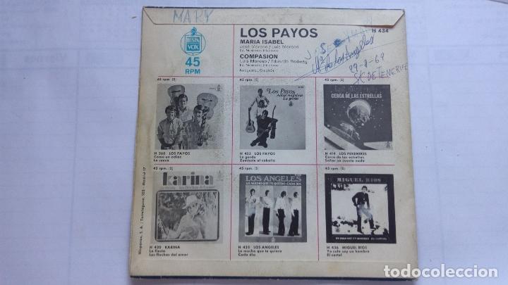 Discos de vinilo: LOS PAYOS - MARIA ISABEL, HISPAVOX 1969 - Foto 2