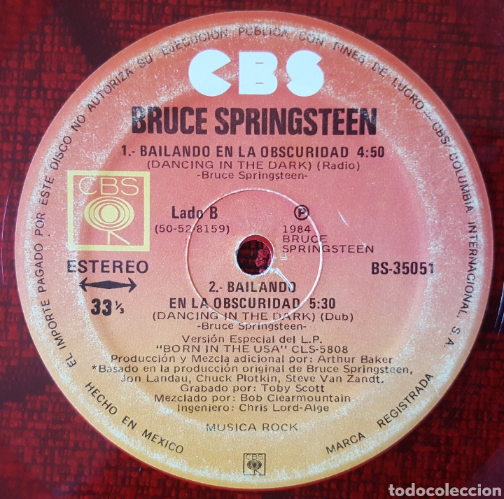 Discos de vinilo: BRUCE SPRINGSTEEN Dancing in the dark MAXI SINGLE ROJO M&eacute;xico - Foto 4