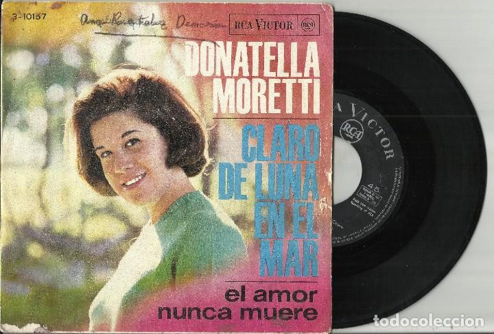 Discos de vinilo: DONATELLA MORETTI single CLARO DE LUNA EN EL MAR espa&ntilde;a 1966 - Foto 1