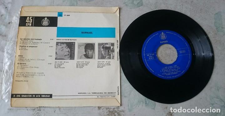 Discos de vinilo: Raphael: La canci&oacute;n del trabajo + 3 (Hispavox 1966) - Foto 2