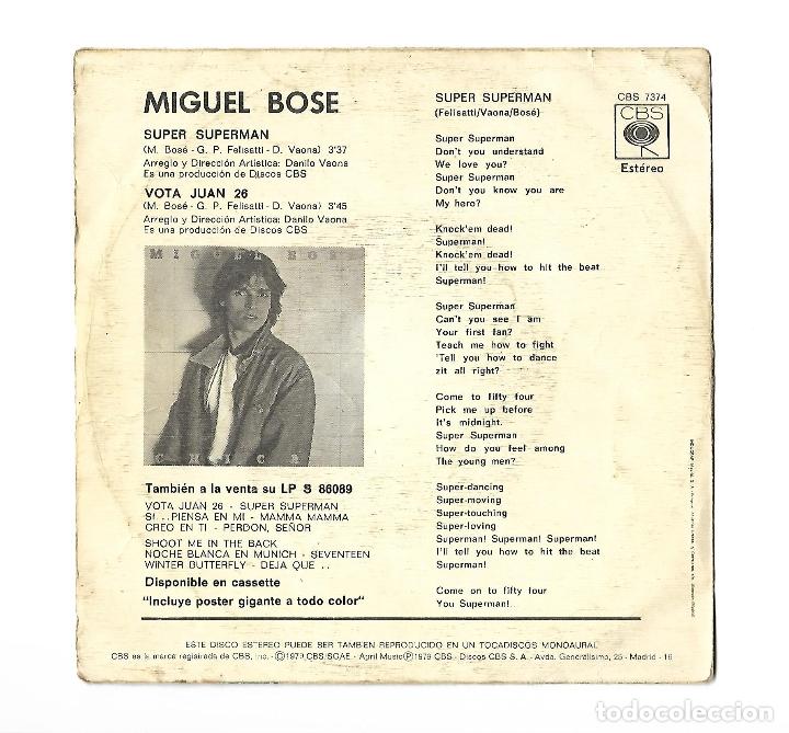 Discos de vinilo: SINGLE . DISCO DE VINILO . MIGUEL BOSE. - Foto 2