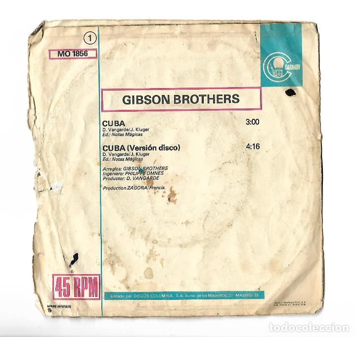 Discos de vinilo: SINGLE . DISCO DE VINILO . CUBA . GIBSON BROTHERS. - Foto 2