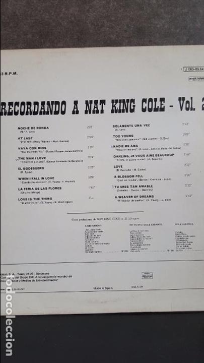 Discos de vinilo: RECORDANDO A NAT KING COLE VOL2 - Foto 2