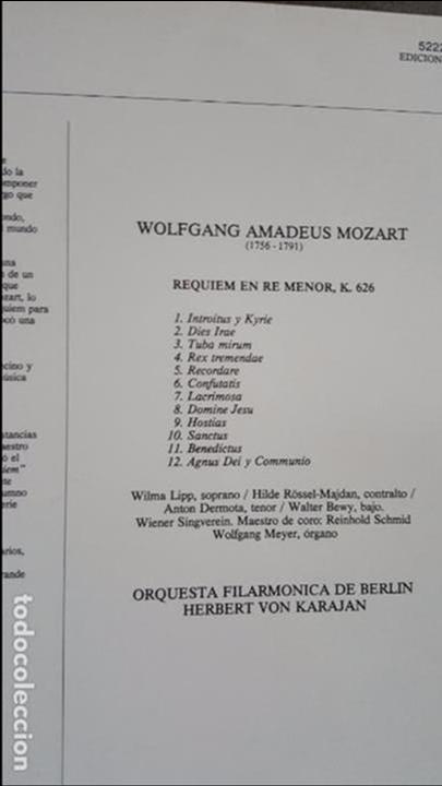 Discos de vinilo: KARAJAN MOZART R&Eacute;QUIEM - Foto 2