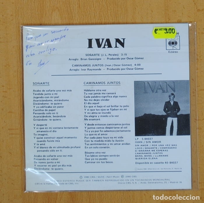 Discos de vinilo: IVAN - SO&Ntilde;ARTE / CAMINAMOS JUNTOS - SINGLE - Foto 2
