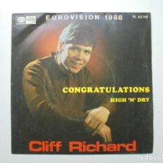 Discos de vinilo: CLIFF RICHARD ''CONGRATULETIONS DEL AÑO 1968 ES UN SINGLE DOS CANCIONES . Lote 95564747