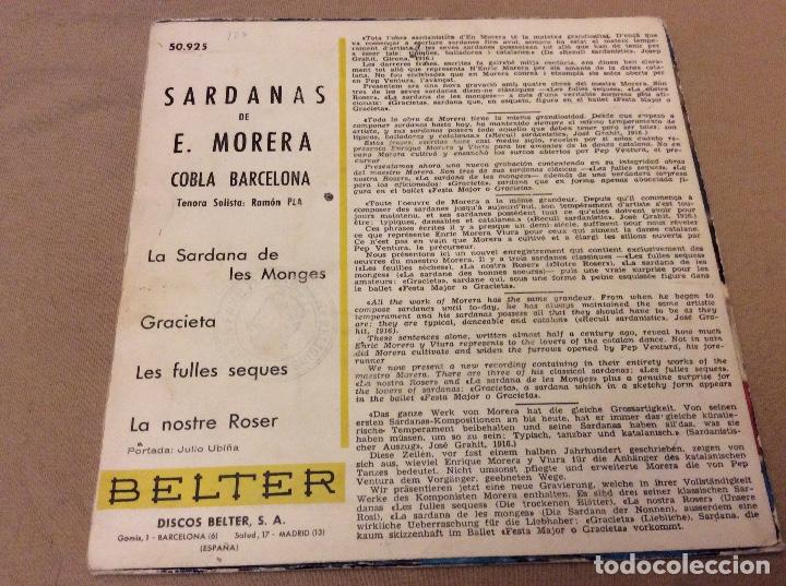Discos de vinilo: SARDANES DE E. MORERA, LES FULLES SEQUES +3 ... belter 1960 - Foto 2