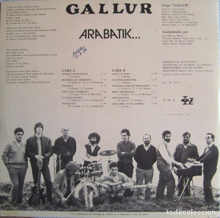Discos de vinilo: GALLUR: ARABATIK... (FOLK PROGRESIVO VASCO) - Foto 2