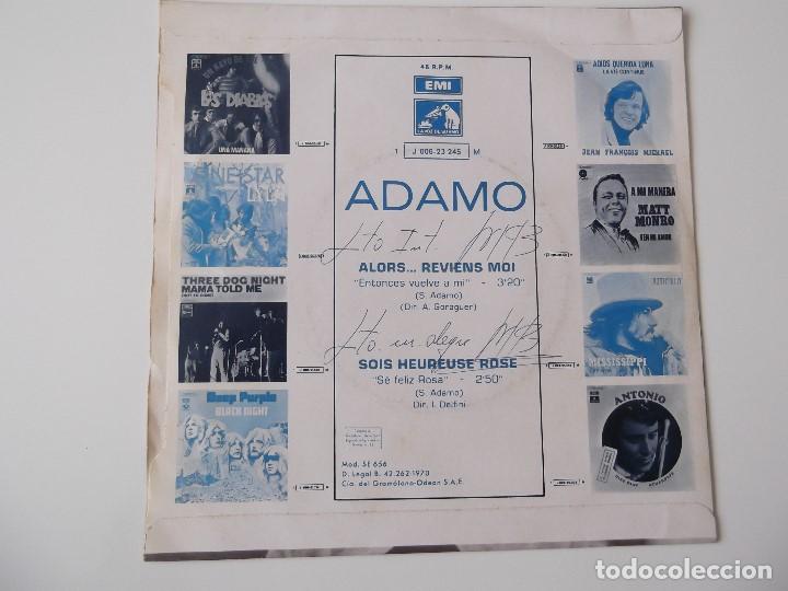 Discos de vinilo: ADAMO - Alors...reviens moi - Foto 2