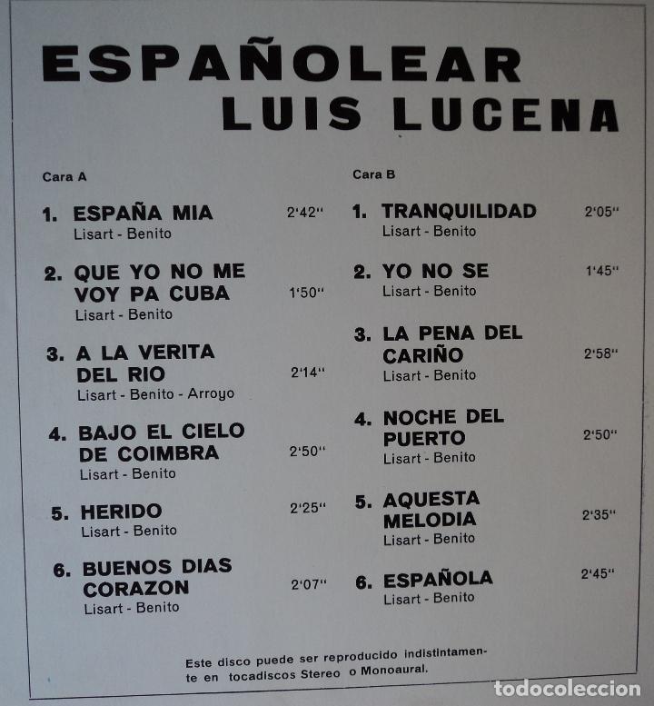 Discos de vinilo: Luis Lucena - Espa&ntilde;olear - Edici&oacute;n de 1970 de Espa&ntilde;a - Foto 3