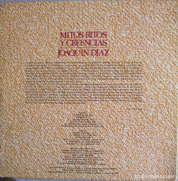 Discos de vinilo: JOAQU&Iacute;N D&Iacute;AZ: MITOS, RITOS Y CREENCIAS - Foto 2
