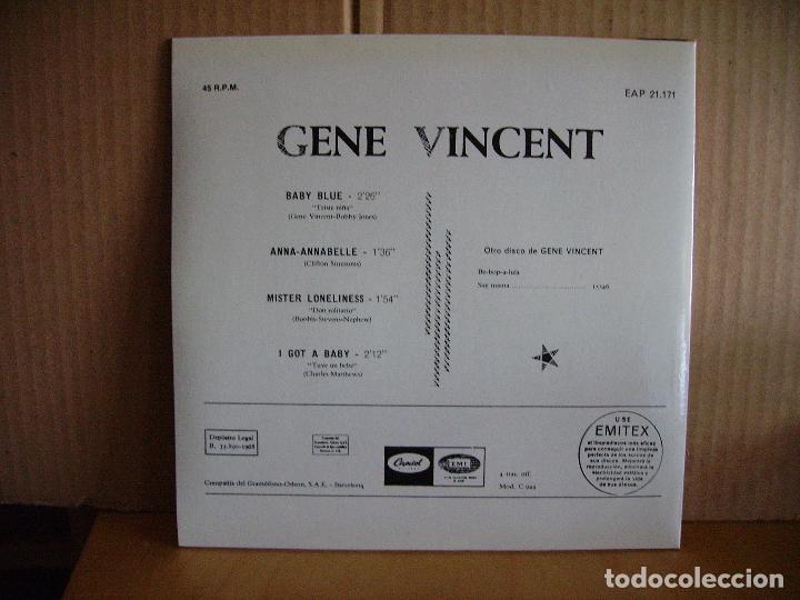 Discos de vinilo: GENE VINCENT  EP ---- BABY BLUE - Foto 2