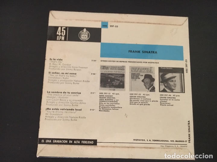 Discos de vinilo: Frank Sinatra Es la vida+ 3 EP SPAIN 1966 - Foto 2