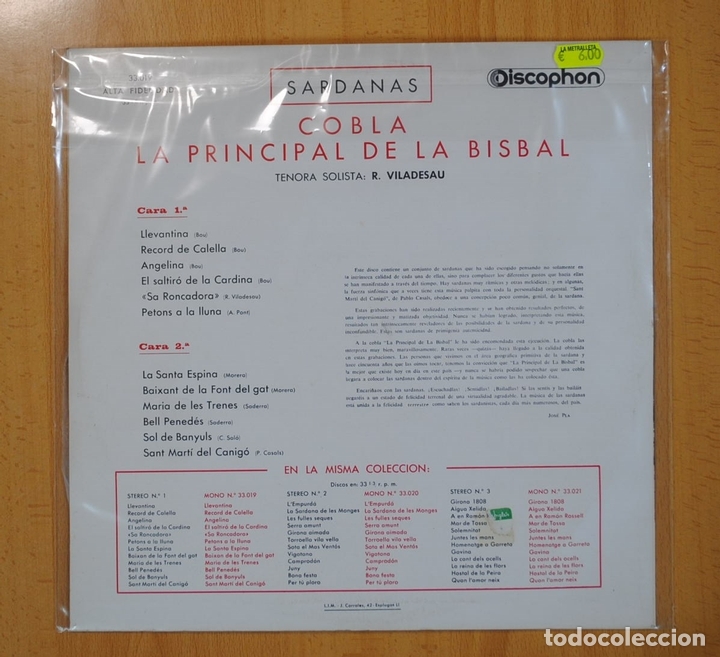 Discos de vinilo: COBLA LA PRINCIPAL DE LA BISBAL - SARDANAS - LP - Foto 2