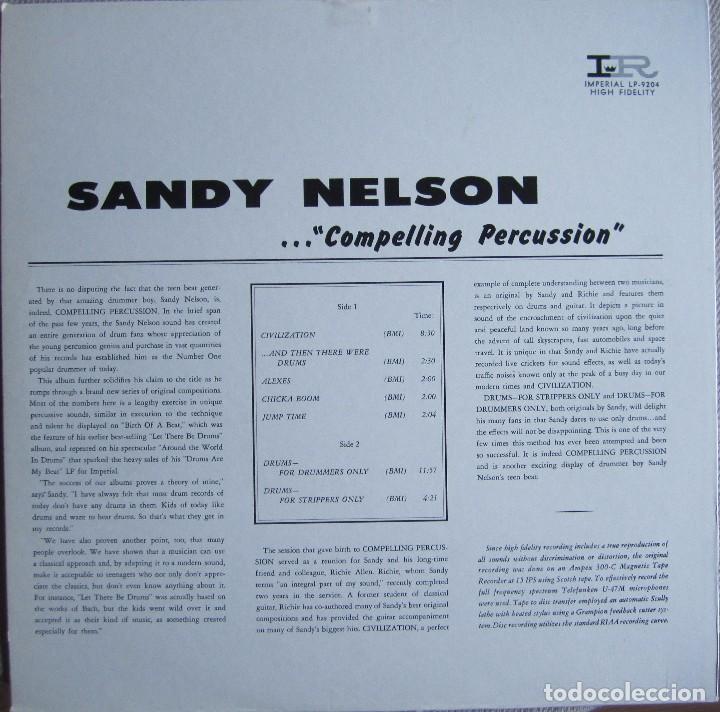 Discos de vinilo: SANDY NELSON: COMPELLING PERCUSSION. MONO - Foto 2