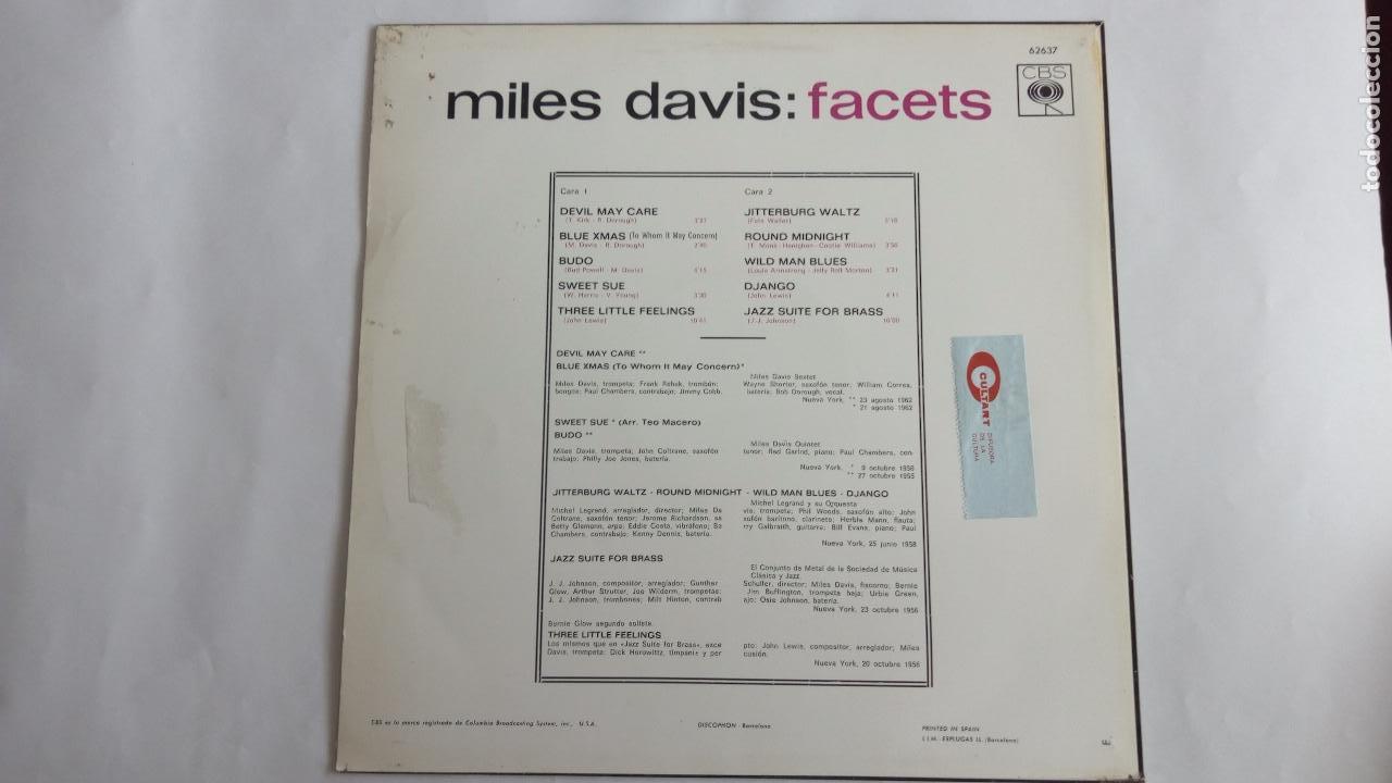 Discos de vinilo: DISCO MILES DAVIS FACETS - N&ordm; 1, CBS - 1967 - Foto 2