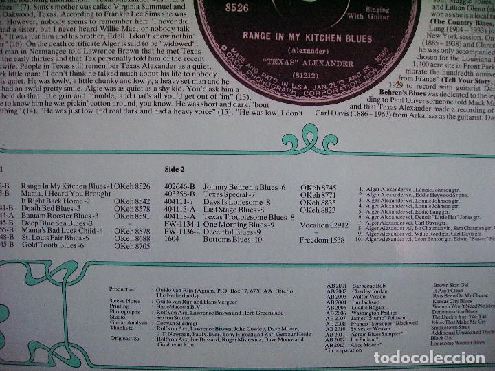 Discos de vinilo: ALGER TEXAS ALEXANDER ---- TEXAS TROUBLESOME BLUES - Foto 2