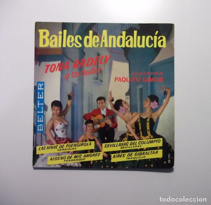 Disques de vinyle: BAILES DE ANDALUCIA. TONA RADEY. PAQUITO SIMON. LAS NI&Ntilde;AS DE FUENGIROLA. AIRES DE GIBRALTAR. TDKDS7