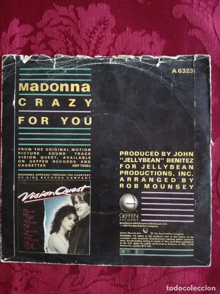 Discos de vinilo: SINGLE MADONNA VINILO CRAZY FOR YOU - Foto 2