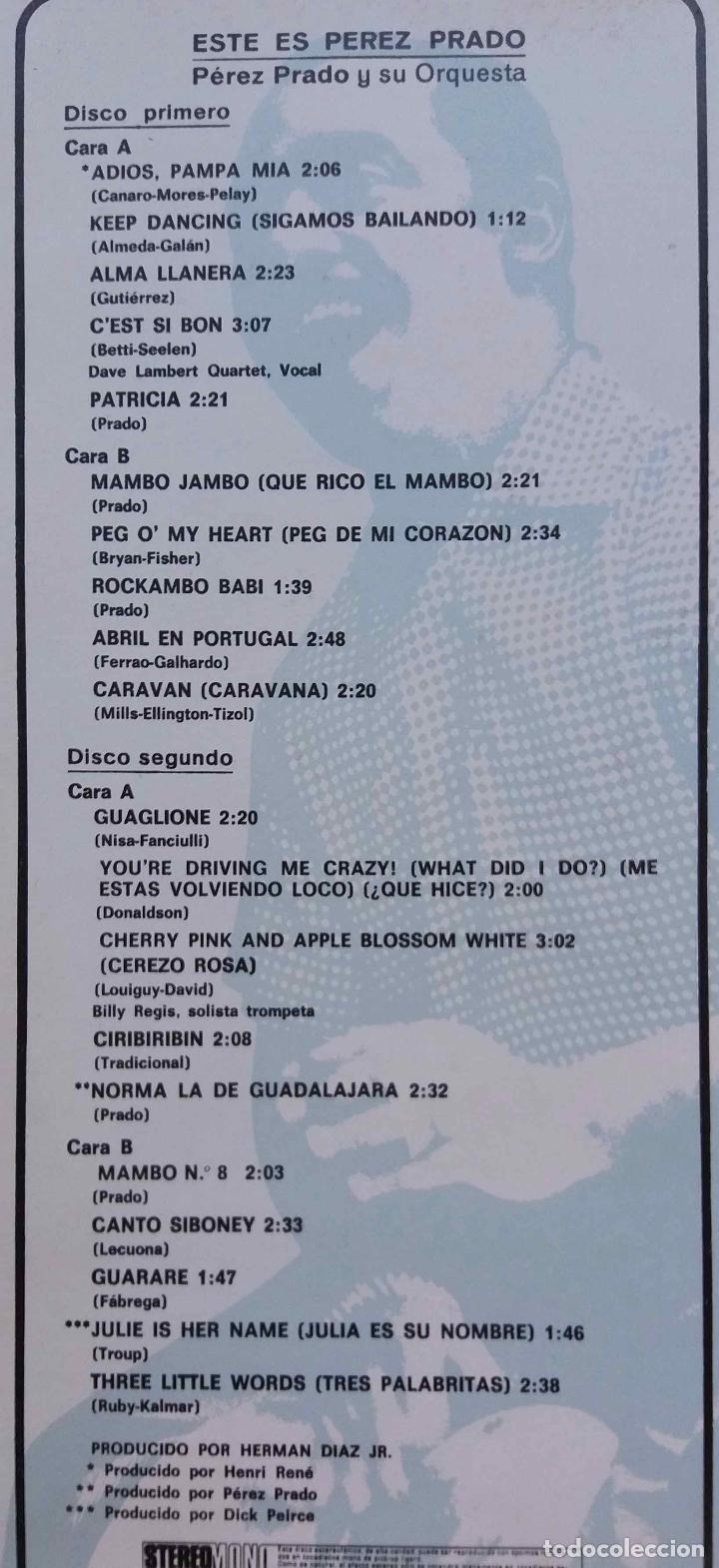 Discos de vinilo: P&Eacute;REZ PRADO, ESTE ES. DOBLE LP ESPA&Ntilde;A, 2 DISCOS - Foto 2