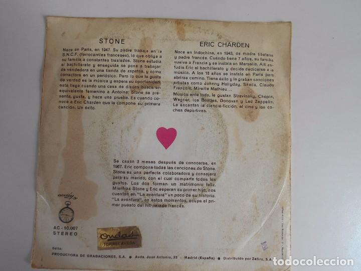Discos de vinilo: STONE Y ERIC-SINGLE LA AVENTURA - Foto 2